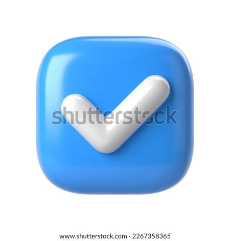 3d check mark icon isolated on white background. check list button choice for right, success, tick select, accept, agree on application 3d. select icon vector with shadow 3D rendering illustration