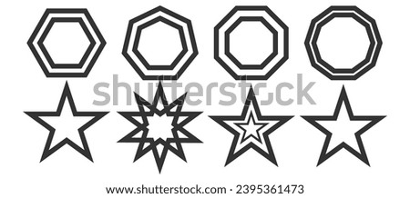 vector set of hexagons multiple colours shadows