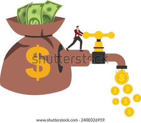 Turning on the tap, Businessman turning on or turning off the tap with a drop of dollar sign currency