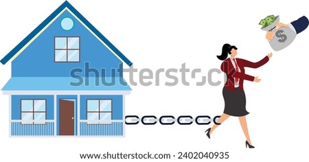 Mortgage Businesswoman, Financial Advisor, Heavy, Home Ownership, Horizontal, Illustration, Imbalance