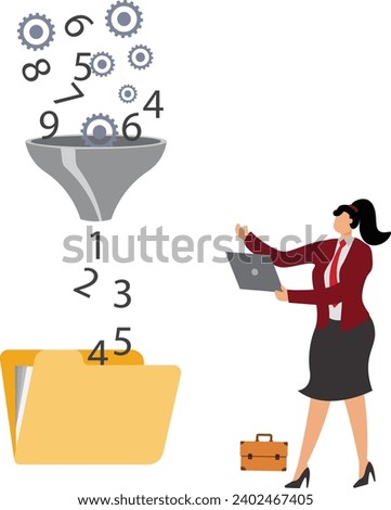 Separating Funnel, Data, Collection, Funnel, Separating Funnel, Number, Businesswoman