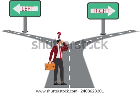 Choosing, Forked Road, Fork In The Road, Crossroad, Illustration, Businessman