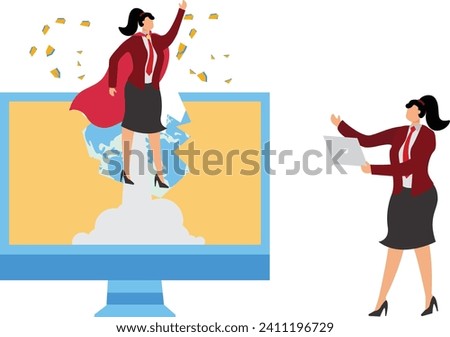 Breaking new ground, Businesswoman, Heroes, Using Computer, Speed, Winning,