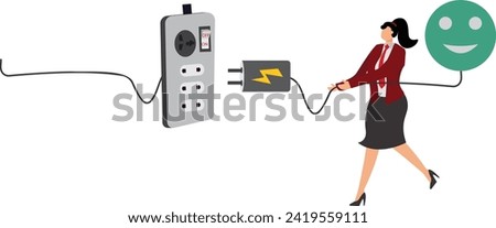 Businesswoman holding an electric plug pulled out from the socket