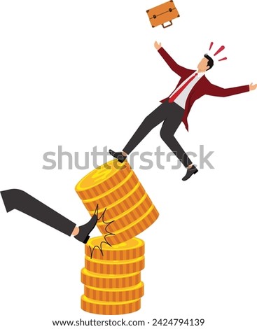 Big leg kicking US Dollar currency off a businessman