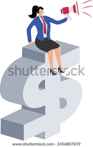 Business concept illustration, dollar megaphone, Currency, Public Speaker