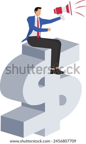 Business concept illustration, dollar megaphone, Currency, Public Speaker