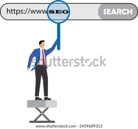Search engine optimization, Businessman Search engine optimization concept with magnifying glass