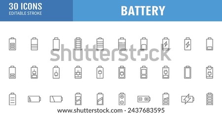 30 Set of Battery icon vector, collection of symbol battery illustration