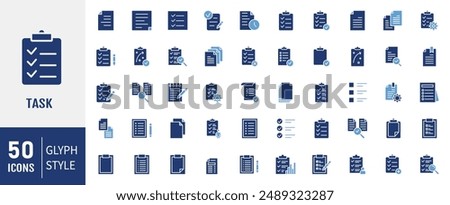 Clipboard, checklist, report, survey or agreement icons set isolated on white background vector illustration. Pixel perfect. 