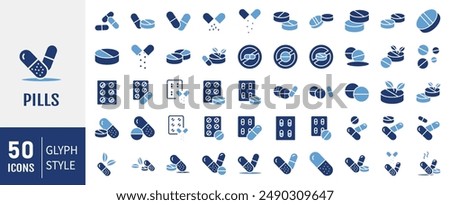 Pills capsule icon. Medical tablet icon set vector illustration on isolated background. Healthcare drug sign business concept.