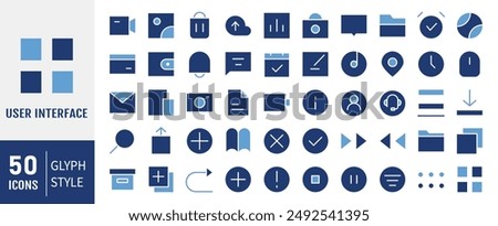 User interface icon set. UI and UX solid icons design. Pack of vector symbol illustration collection