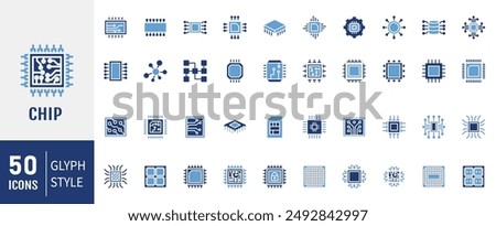 Set of 50 Electronics Related Vector Icons. 
Contains such Icons as Spider Bot, Chip, Circuit, Abstract Electronic Module and more.