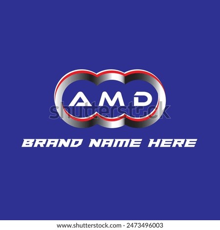 AMD letter logo vector unique attractive creative modern initial design white color on blue color background AMD letter logo icon design
