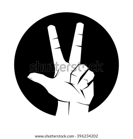 3 fingers icon. Three fingers up count gesture isolated in flat style vector Illustration. Can be used for logo or emblem in infographics or web sites and design.
