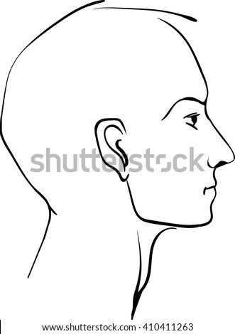 Hand Drawn Man Profile Profile Face Vector Illustration Head Male Lined