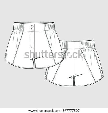 Vector Images, Illustrations and Cliparts: Elastic Waist Panel Shorts ...