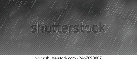  Raindrops on transparent background. Storm with rain and white cloud isolated on transparent background. Downpour, hail rainy weather. png