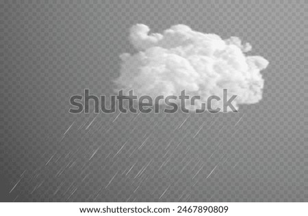  Raindrops on transparent background. Storm with rain and white cloud isolated on transparent background. Downpour, hail rainy weather. png