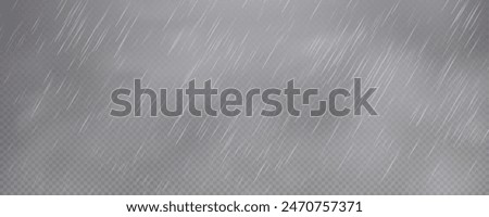 Raindrops on transparent background. Storm with rain and white cloud isolated on transparent background. Downpour, hail rainy weather. png