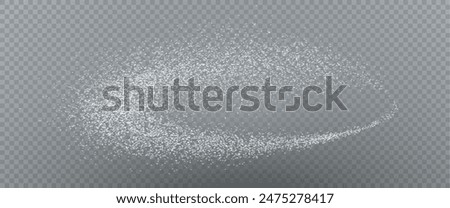 Christmas glowing bokeh confetti light and glitter texture overlay for your design. Frosting effect sugar png, salt and flour for baking, with powder white and isolated on transparent background. 