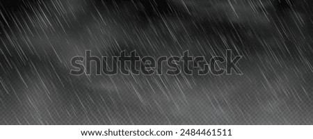 Raindrops on transparent background. Storm with rain and white cloud isolated on transparent background. Downpour, hail rainy weather. png