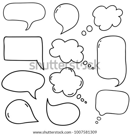 Dialog box icon, chat cartoon bubbles. Hand drawn set.