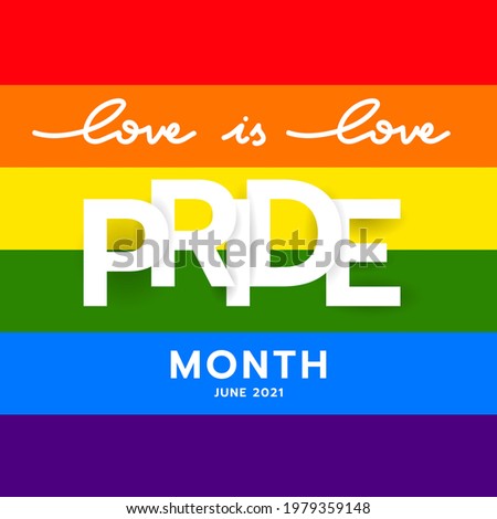 Pride Month at June 2021 LGBT  Symbols with LGBT pride flag or Rainbow colors. LGBT designs isolated on  flag background, Vector illustration EPS 10