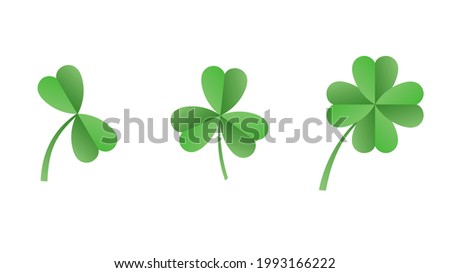 Green clover has two leaves, three leaves and four leaves.symbols vector ,isolated on white background, Vector illustration EPS 10