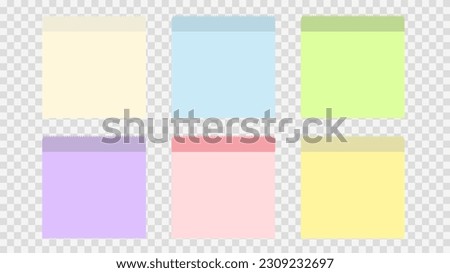 set posit of colorful realistic sticky note paper, isolated on transparent background , illustration Vector EPS 10