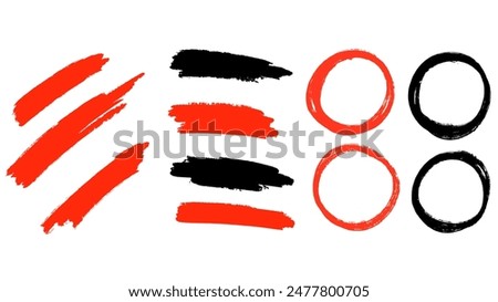 ็Hand drawn red circle, Elements symbol , Vector illustration EPS 10