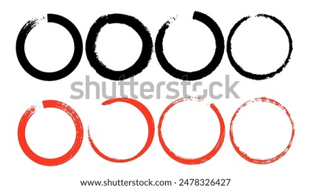 ็Hand drawn red and black circle, Elements symbol , Vector illustration EPS 10