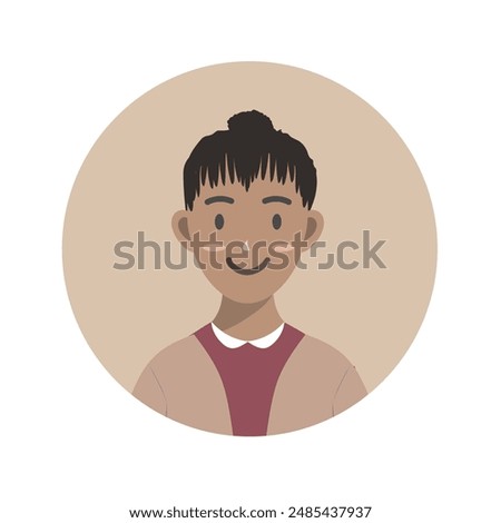 Face of a black boy wearing a red shirt, character face vector isolated on white background, Vector illustration EPS 10