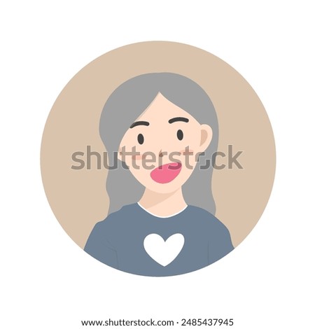 Face of a girl with white skin, gray hair, and a blue shir., character face vector isolated on white background, Vector illustration EPS 10