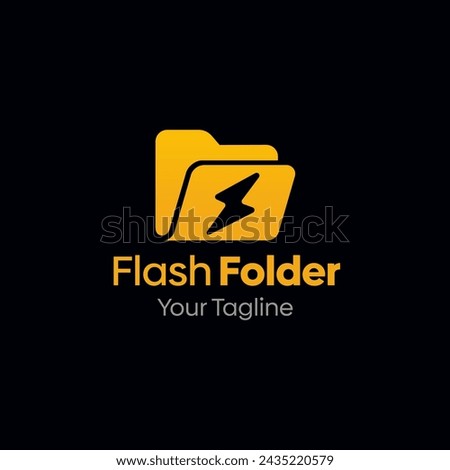 Vector Illustration for Flash Folder Logo: A Design Template Merging Concepts of a Folder and Flash Lightining Shape