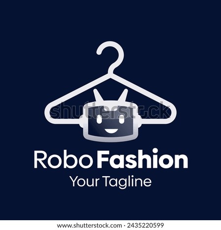 Vector Illustration for Robo Fashion Logo: A Design Template Merging Concepts of a Hanger Fashion and Head Robot Shape