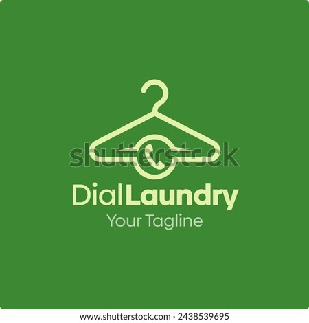 Illustration Vector Graphic Logo of Dial Laundry. Merging Concepts of a Hanger Fashion and Phone Shape. Good for Fashion Industry, Business Laundry, Boutique, Garment, Tailor and etc