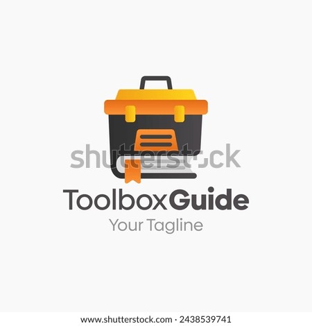 Illustration Vector Graphic Logo of Toolbox guide. Merging Concepts of a Book and Toolbox Shape. Good for Education, Course, Learning, Academy etc