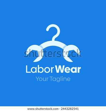 Illustration Vector Graphic Logo of Labor Wear. Merging Concepts of a Hanger Fashion and Wrench Shape. Good for Fashion Industry, Business Laundry, Boutique, Garment, Tailor and etc