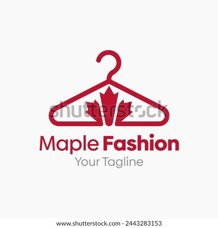 Illustration Vector Graphic Logo of Maple Fashion. Merging Concepts of a Hanger Fashion and Maple Leaf Shape. Good for Fashion Industry, Business Laundry, Boutique, Garment, Tailor and etc