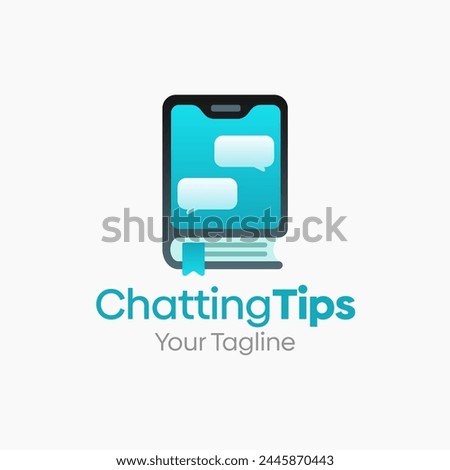 Illustration Vector Graphic Logo of Chatting Tips. Merging Concepts of a Book and Bubble Chat. Good for Education, Course, Learning, Academy etc