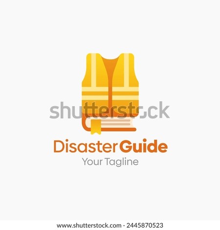 Illustration Vector Graphic Logo of Disaster Guide. Merging Concepts of a Book and Safety Vest Good for Education, Course, Learning, Academy etc