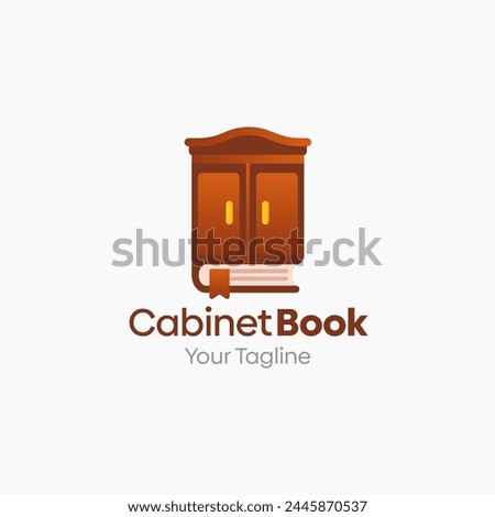 Illustration Vector Graphic Logo of Cabinet Book. Merging Concepts of a Book and Cabinet. Good for Education, Course, Learning, Academy etc