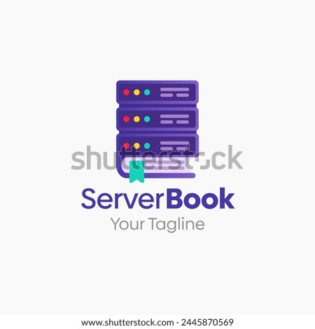 Illustration Vector Graphic Logo of Server Book. Merging Concepts of a Book and Server Computer. Good for Education, Course, Learning, Academy etc