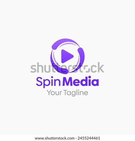 Illustration Vector Graphic Logo of Spin Media. Merging Concepts of a Play and Spin whirl Shape. Good for Media, channel TV, Youtube