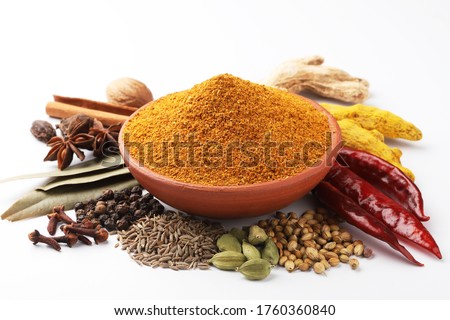 Curry Masala Powder with ingredients, this is a common spice ,curry powder  in Indian kitchen