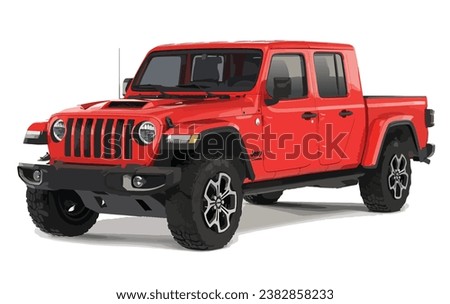 red truck Jeep car art 3d 4x4 4wd vector pickup type safari template element sign symbol logo ram template vector graphic design illustration isolated crossover