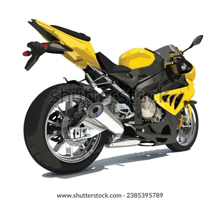 sport bike art design vector yellow black template isolated white power engine motor cycle big drive fun fast ride rider wheels motorbike background