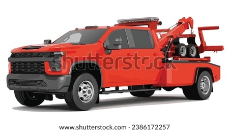 sign icon symbol logo red tow car crane pick up art side view road 3d auto design vector template realistic white GMC isolated Tahoe element safety help warning crane loader mover