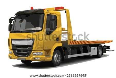 sign icon symbol logo yellow tow car crane pick up art side view road 3d auto design vector template white daf iveco hyundai renault ud hino isolated element safety warning crane loader mover